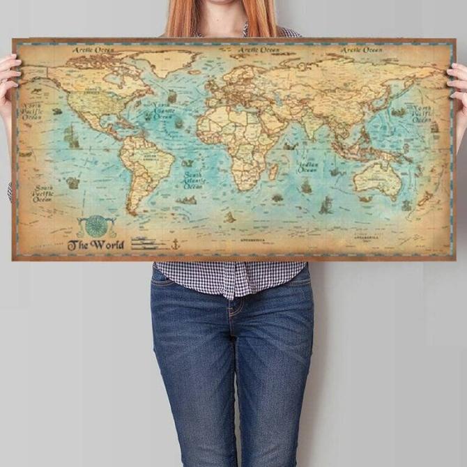 Jual Vintage Poster Peta Dunia Klasik | Shopee Indonesia
