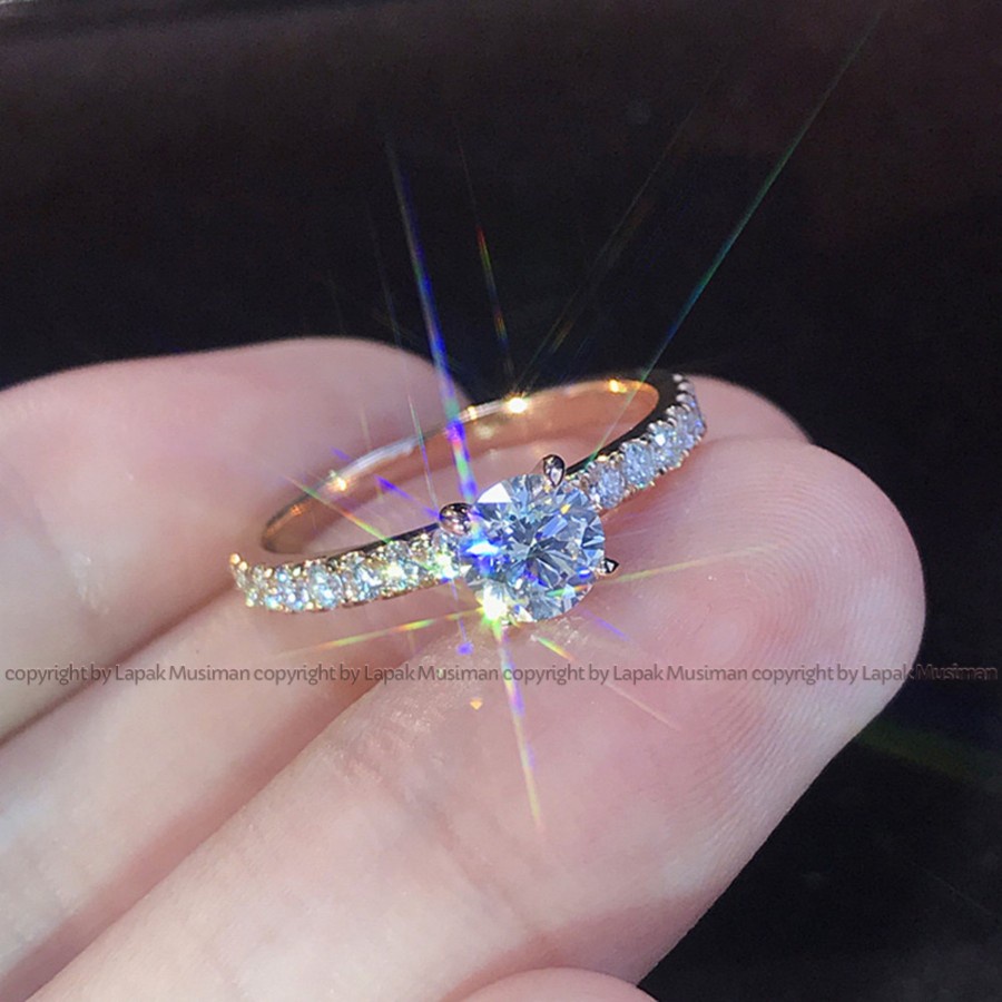 Jual Cincin Wanita Cewek Batu American Diamond Berlian Gold Emas Mewah