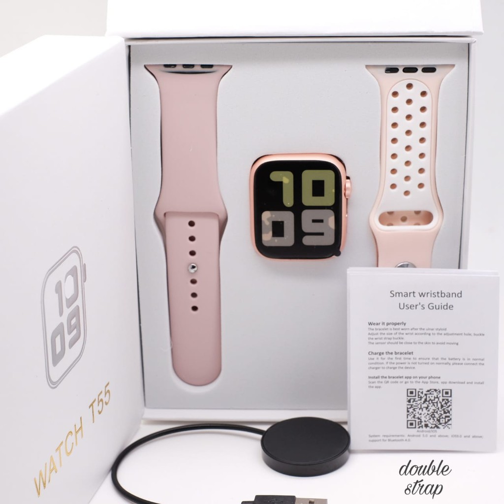 Jual GROSIR Jam tangan smartwatch I Watch T55 Dengan 2 strap