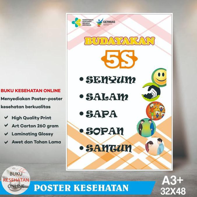 Jual Poster Kesehatan BUDAYAKAN 5S - LAMINATING GLOSSY SPECIAL | Shopee ...