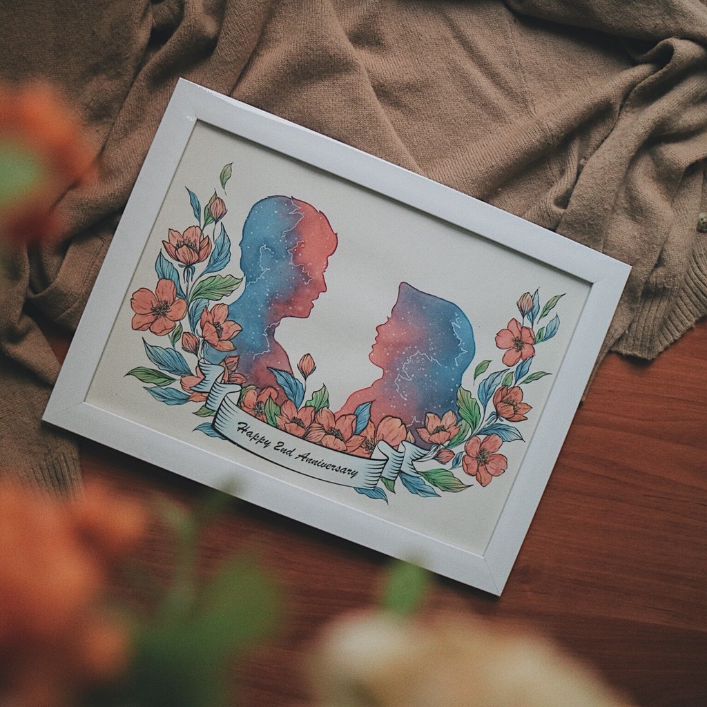 Jual PAKET+FRAME 10R SILUET WATERCOLOR (watercolor illustration ...
