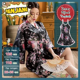 Kimono 2in1 Set Satin Silk IMPORT Kimono Daster Bride Premium Sleepwear