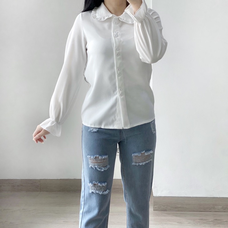 Dress Lengan Panjang Hella Navy White