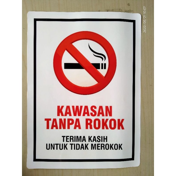 Jual stiker Kawasan Tanpa Asap Rokok / Dilarang Merokok / No Smoking ...