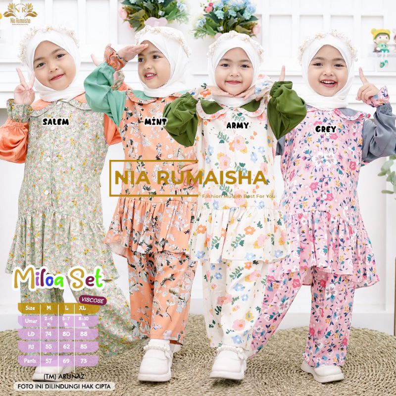 Jual [NIA RUMAISHA] ONESET ANAK | Miloa Set Kids | Shopee Indonesia