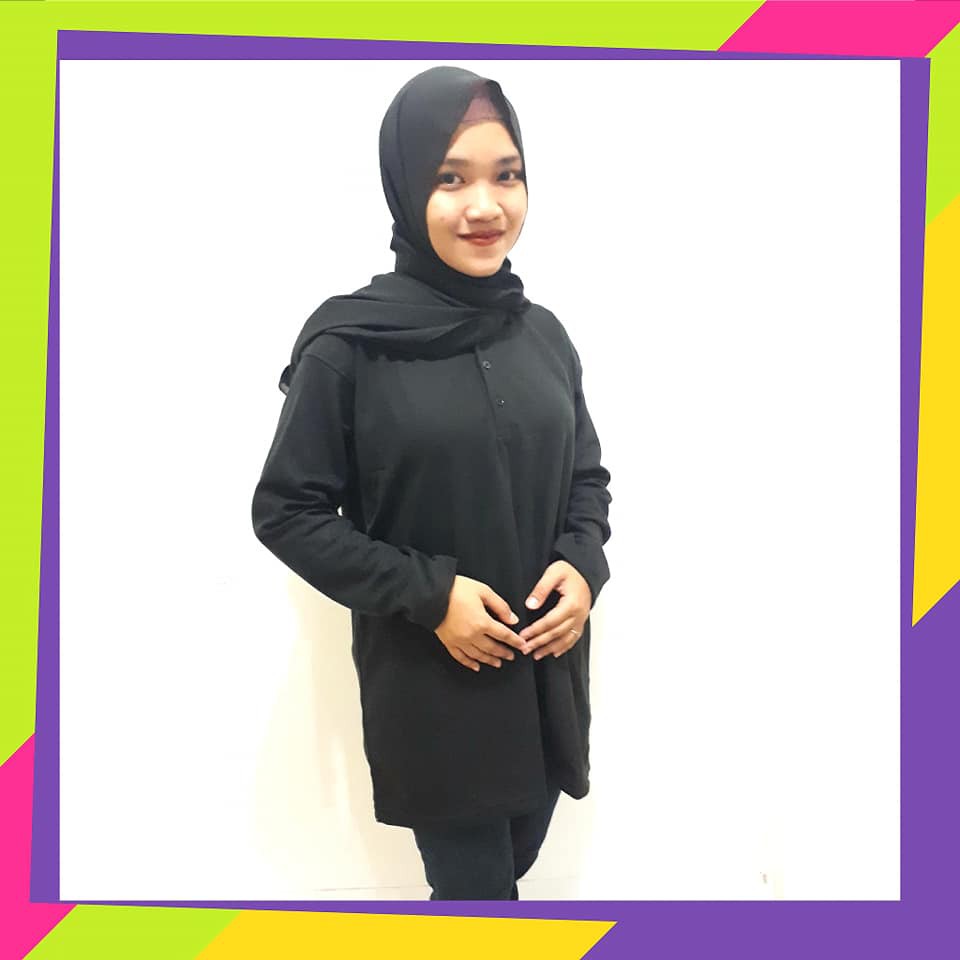 Jual Kaos Kerah perempuan HITAM Lengan panjang / polo panjang wanita