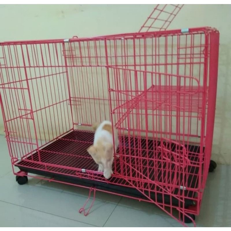 Jual Kandang Kucing Ukuran 75x45x50cm Kandang Kucing Besi Lipat Free Roda Shopee Indonesia