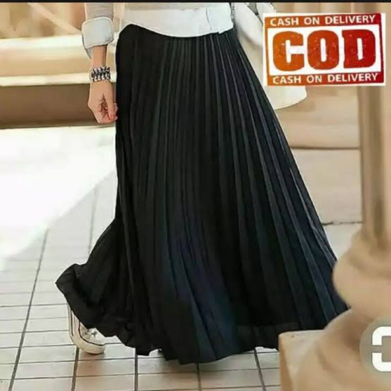 Jual cod rok Plisket Premium bahan hyget super tebal flare skirt ...