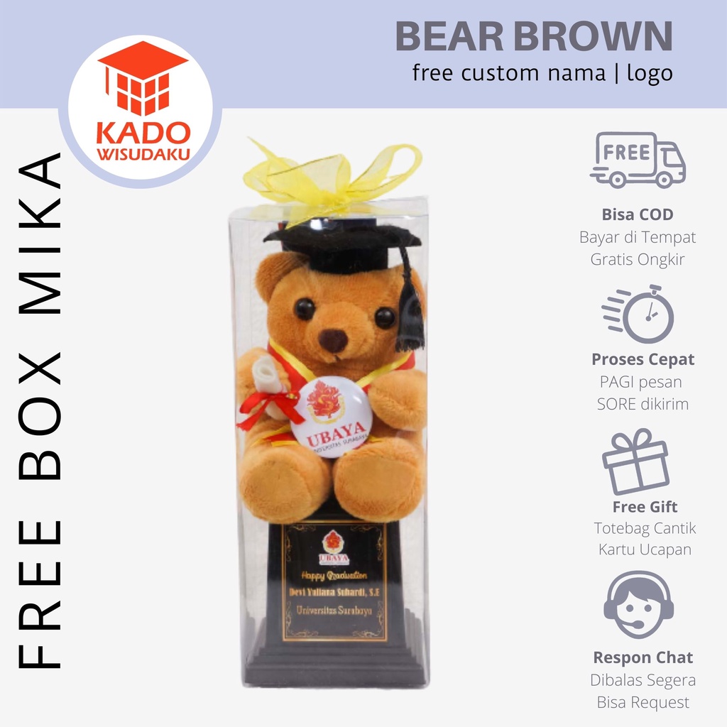 Jual Piala Boneka Wisuda Teddy Bear Brown Packing Box Mika Shopee