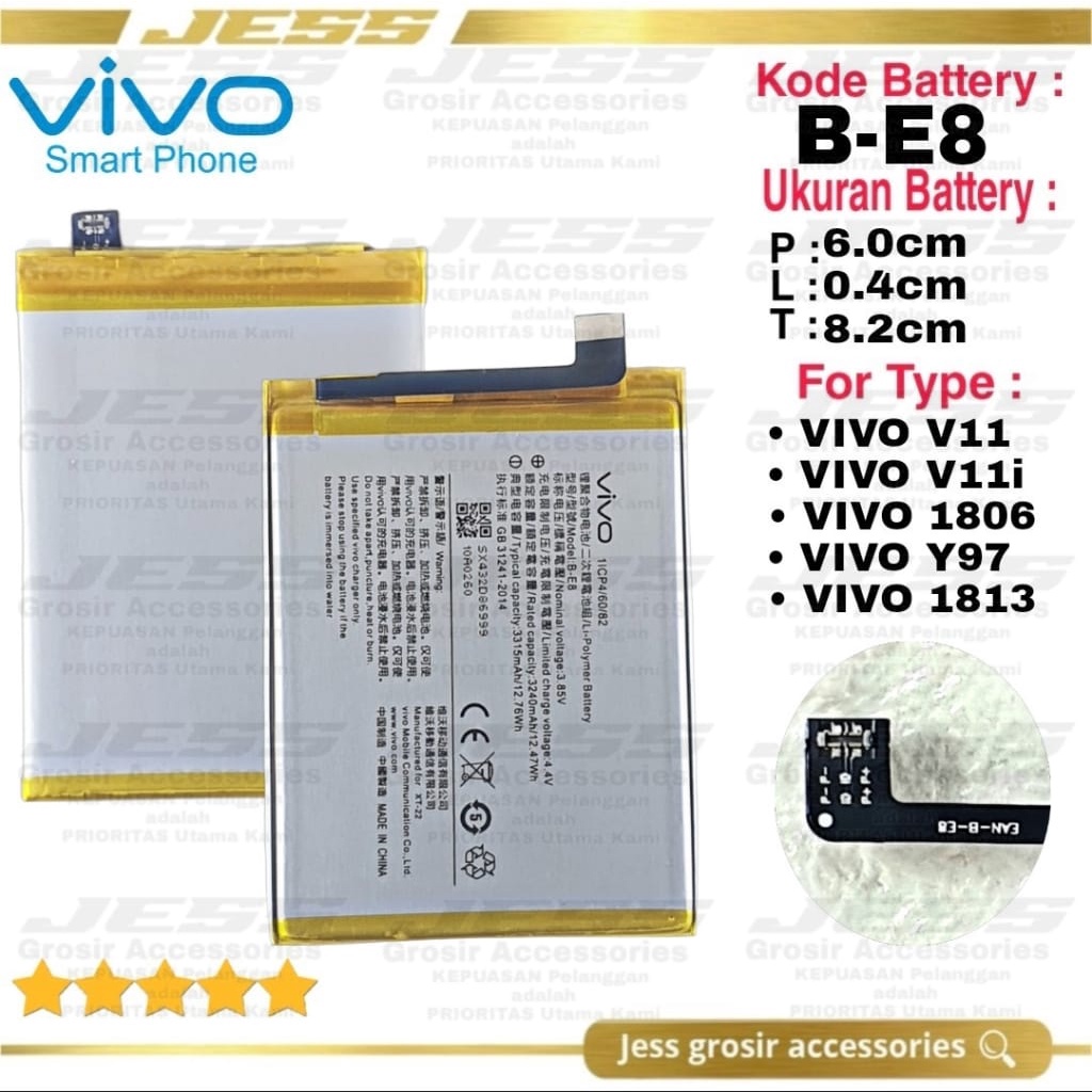 Jual Baterai Battery Original VIVO B-E8 BE8 For Hp V11 - V11i - Vivo ...