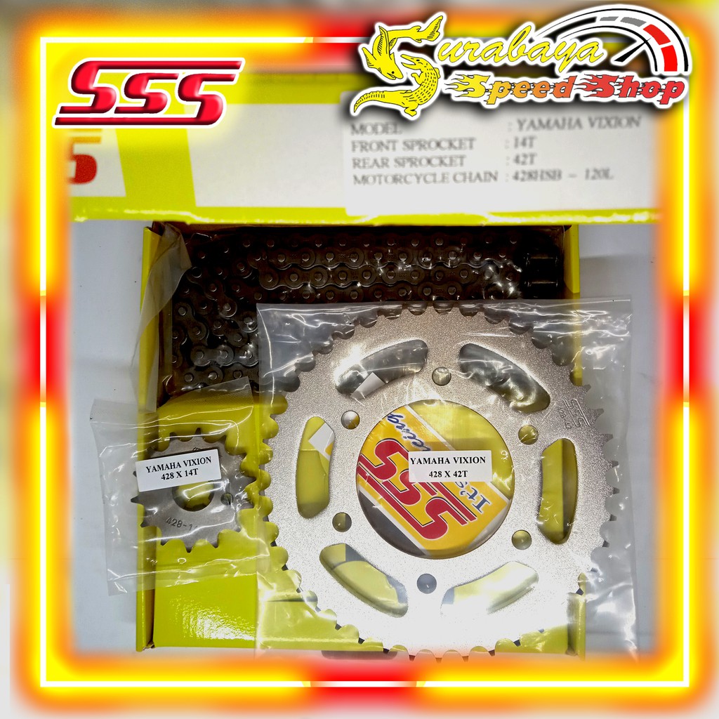Jual SSS Chain Kit Gear Set Vixion Old Lengkap Satu Set Gear Depan
