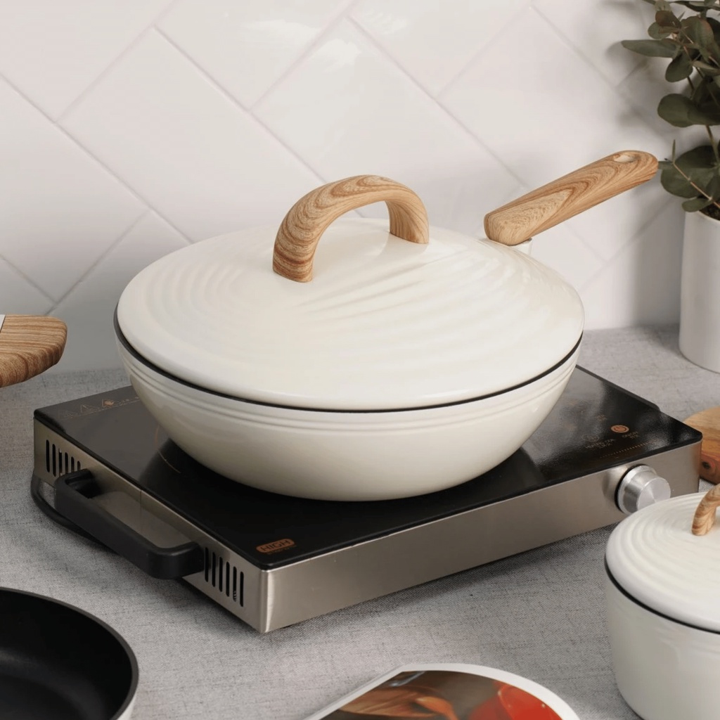 Jual Cooker King Wajan Wok 30cm Anti Lengket Teflon Coating White ...