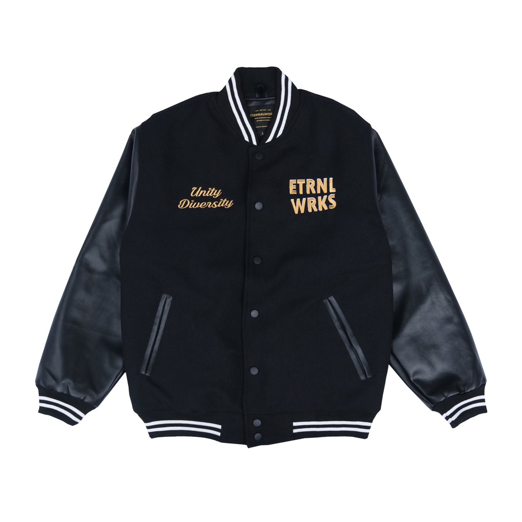 Jual ETERNALWORKS BLACK VARSITY JACKET VARSITY JACKET BOMBER JACKET
