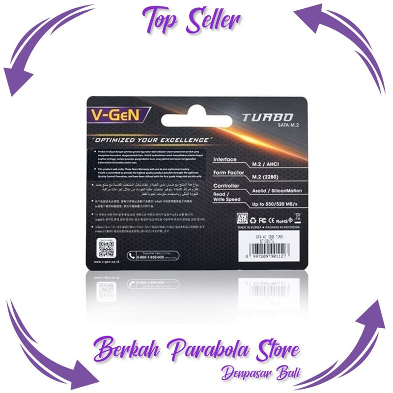 Jual V-Gen Turbo M.2 SATA III 2280 SSD 128GB Produk Terbaik BPS ...