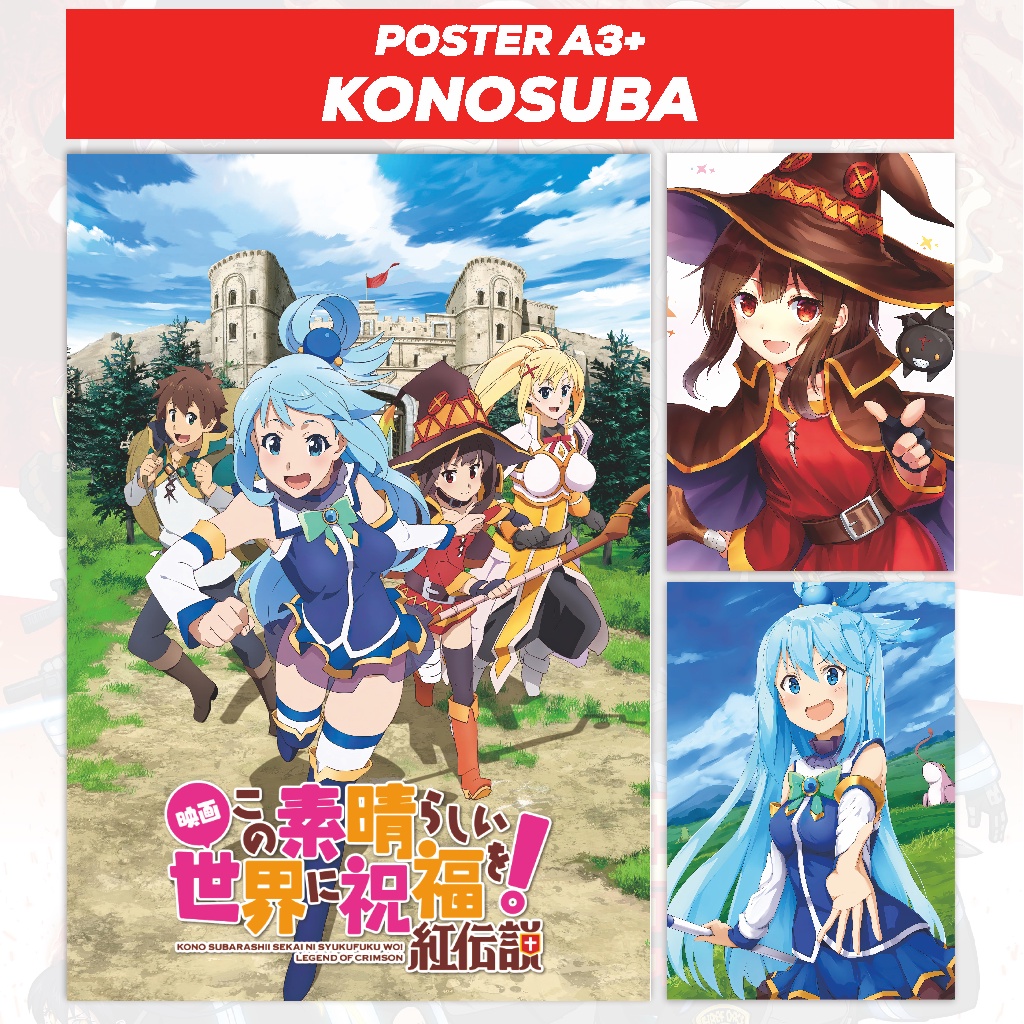 Konosuba - Aqua Kazuma Darkness Megumin Poster Poster for Sale by