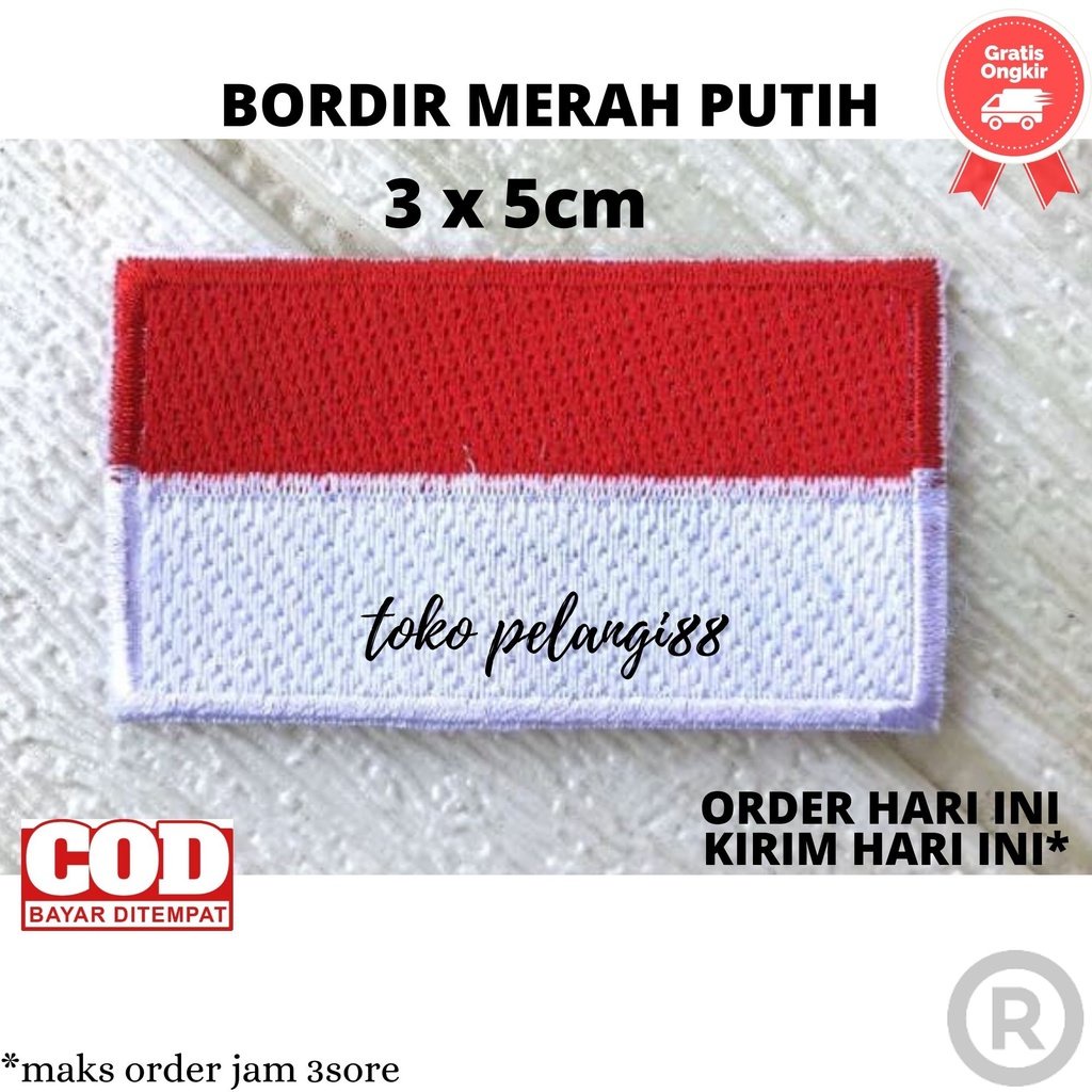 Jual Emblem Bed Merah Putih Bendera Bordir Bedge Bet Merah Putih