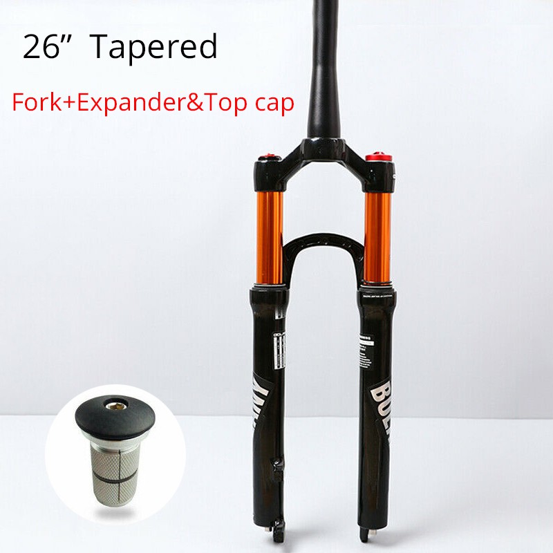 IMPORT MTB Bike Suspension Fork 100mm Travel QR Bicycle Air  Forks Tapered/Straight Disc