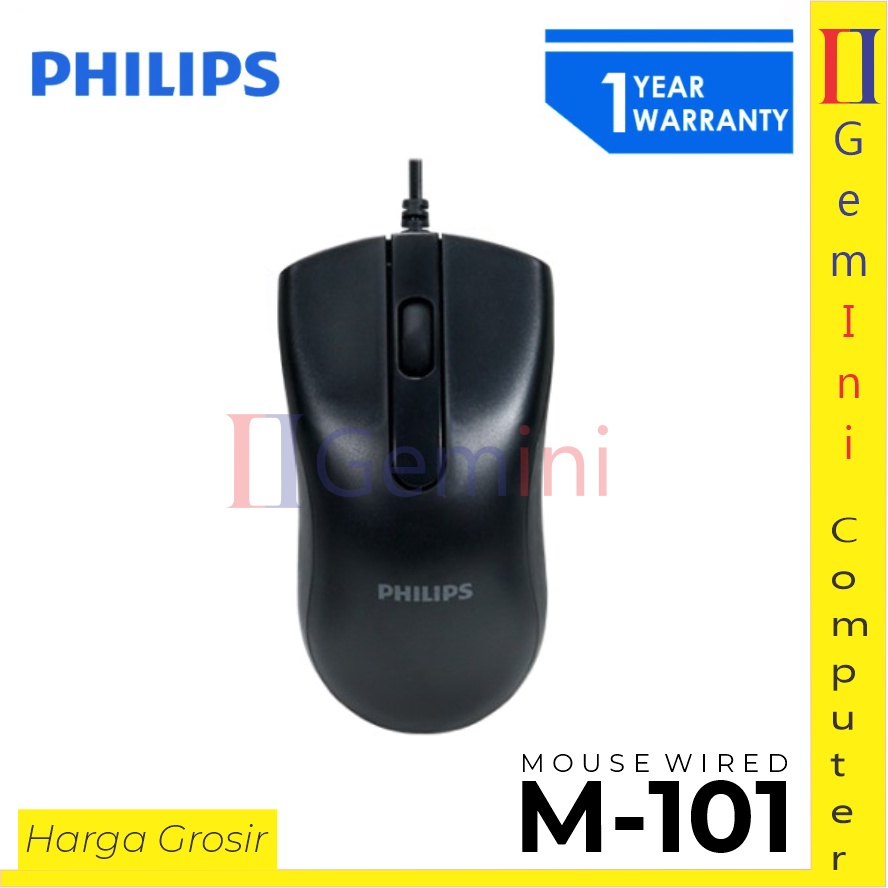 Jual Mouse USB Philips M101 Wired M-101 Kabel Office Ergonomic Design ...