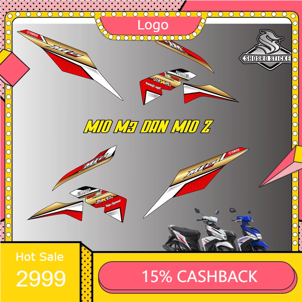 Jual KAFA STIKER VARIASI COD-STRIPING CUSTOM MOTOR YAMAHA MIO M3 DAN ...