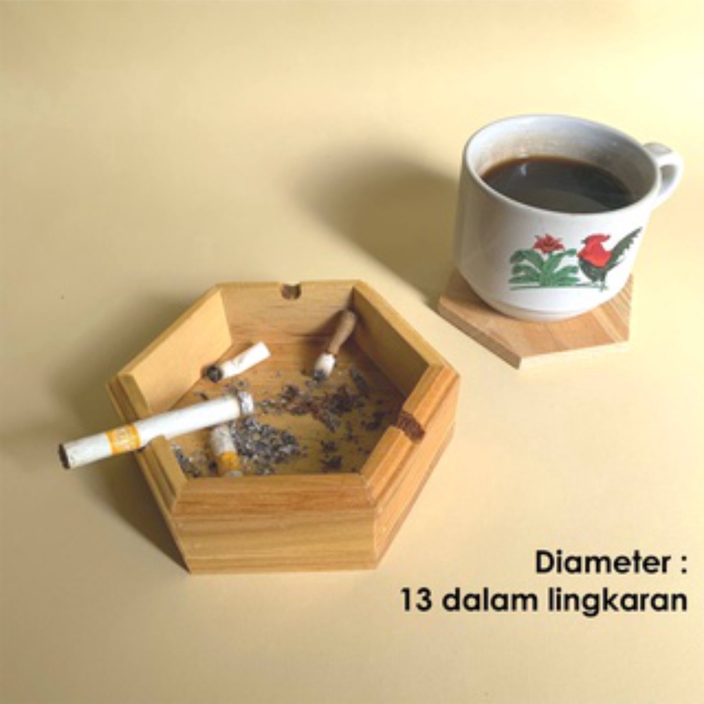 Jual Wooden Ashtray Asbak Kayu Hexagon Ashtray Wood Asbak Rokok Kayu