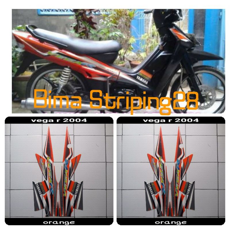 Jual Stiker Striping Lis Les Polet Body Motor Vega R 2004 warna Orange