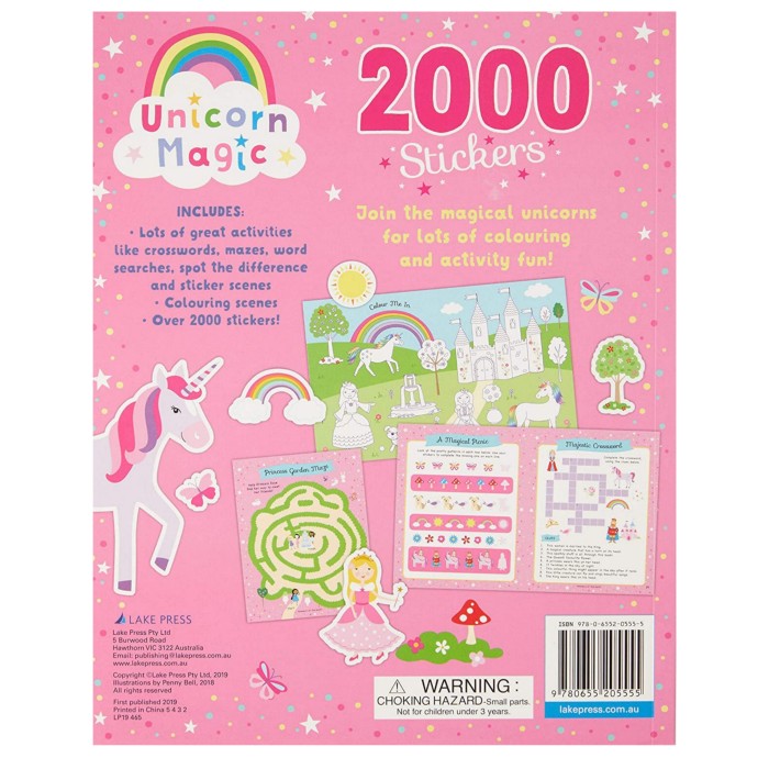 Jual Colouring and activity fun book : 2000 Stickers Unicorn Magic ...
