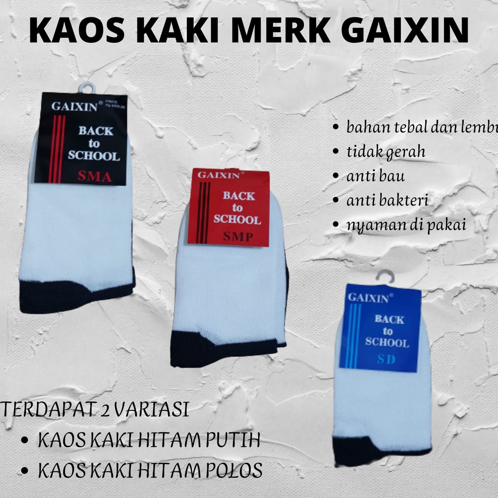 Jual Kaos Kaki Hitam Putih Dan Hitam Polos Merk Gaixin Shopee Indonesia