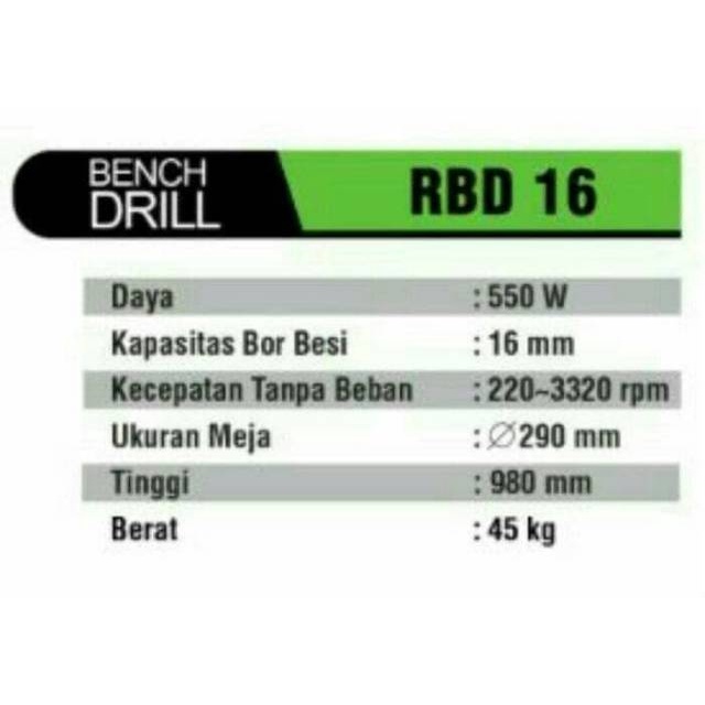 Jual Promo Ryu Rbd Mesin Bor Duduk Mm Bench Drill Mm Tekiro