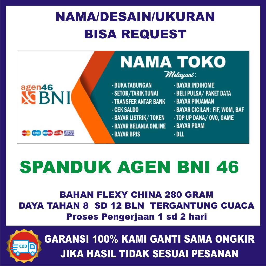 Jual Spanduk Custom Agen BNI 46 | Shopee Indonesia