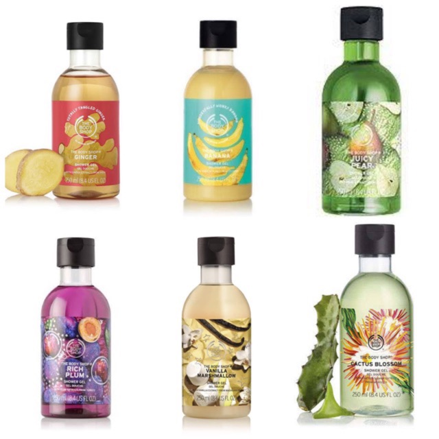 Jual The Body Shop Shower Gel Warm Vanilla/Plum/Juicy Pear/Gingseng