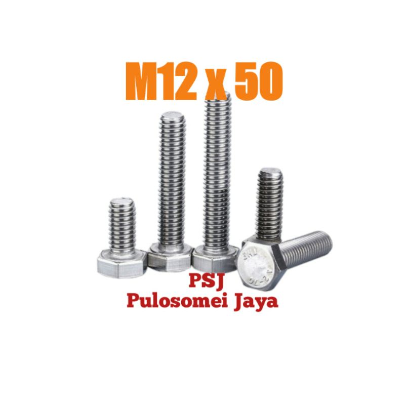 Jual Baut Mur Stainless M12 X 50 Mm / Bolt Nut Stainless Steel 304 ...