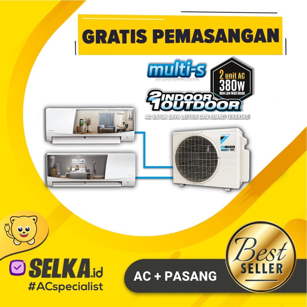 Jual Daikin 2MKC30QVM AC Multi Split + PASANG 2 KONEKSI INVERTER 1/2 PK ...