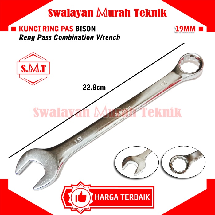 Jual BISON Kunci Ring Pas 19mm Reng Pass Combination Wrench | Shopee ...