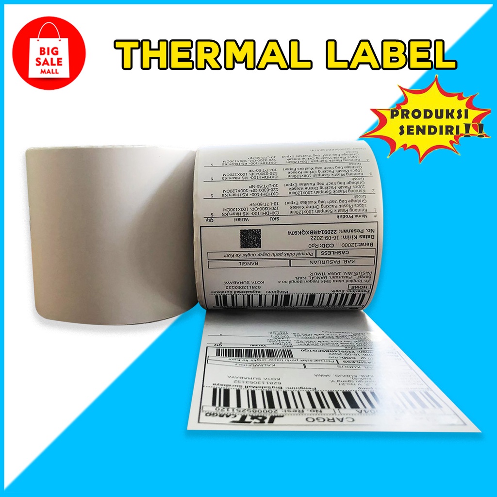 Jual Kertas Thermail Stiker Thermal 100x150 isi 500 & 250 lembar, Label ...