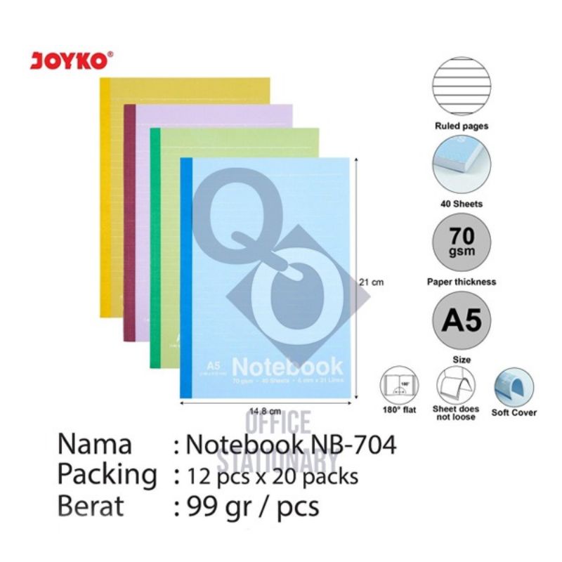 Jual Buku Tulis Catatan Bergaris Ruled Notebook Joyko Nb 704 A5