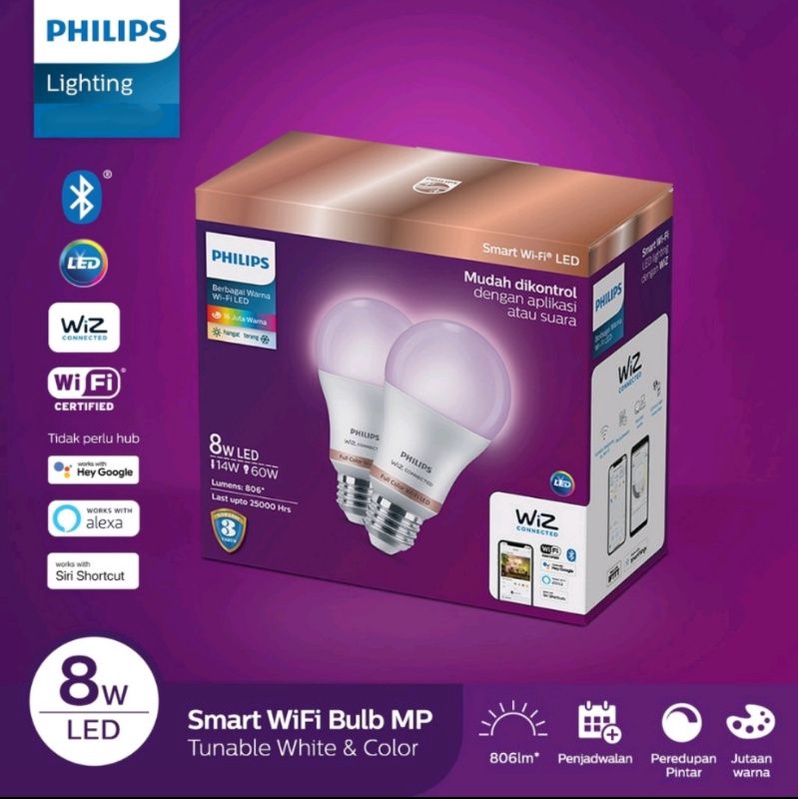 Jual Philips Lampu Smart Wifi LED Multipack 8W - Tunable Color (Warna ...