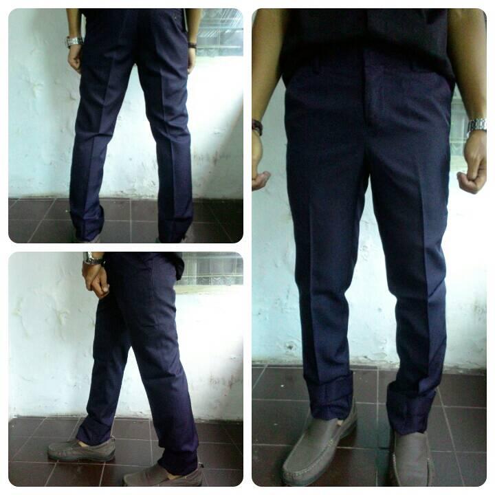 Jual Celana Bahan Kerja Formal Pria Model Slim Fit Biru Dongker/Navy