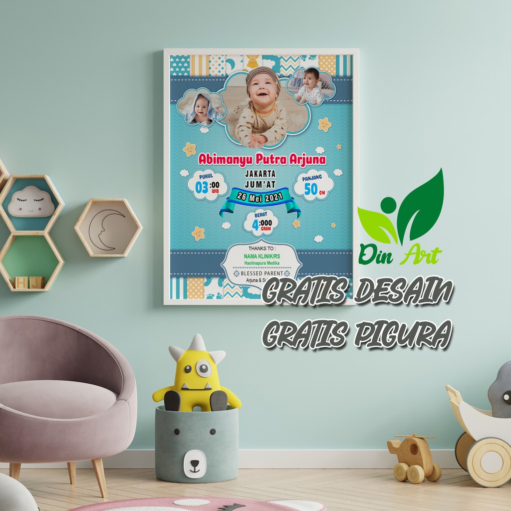 Jual [GRATIS PIGURA]CETAK POSTER NAMA BAYI/FOTO BAYI Home Decor ...