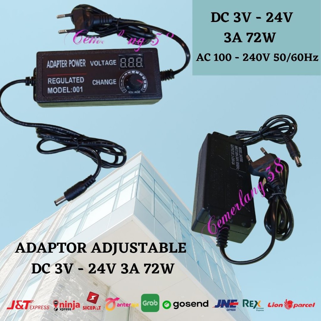 Jual ADAPTOR ADJUSTABLE POWER SUPPLY DC 3V - 24V 3A 72W VOLT LED ...