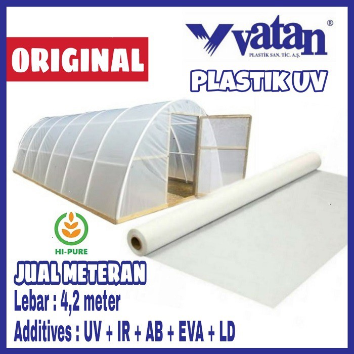 PLASTIK UV VATAN TURKI 14 PERSEN ECERAN METERAN LEBAR 4.2 METER 200 MIKRON FULL ADDITIVE UV IR EVA AB LD