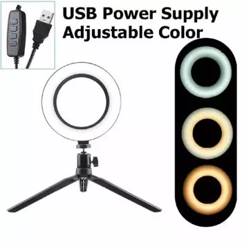 Ring Light Led 16Cm Foto Selfie Vlog Youtuber Video Tripod Lampu Ringlight Vloger