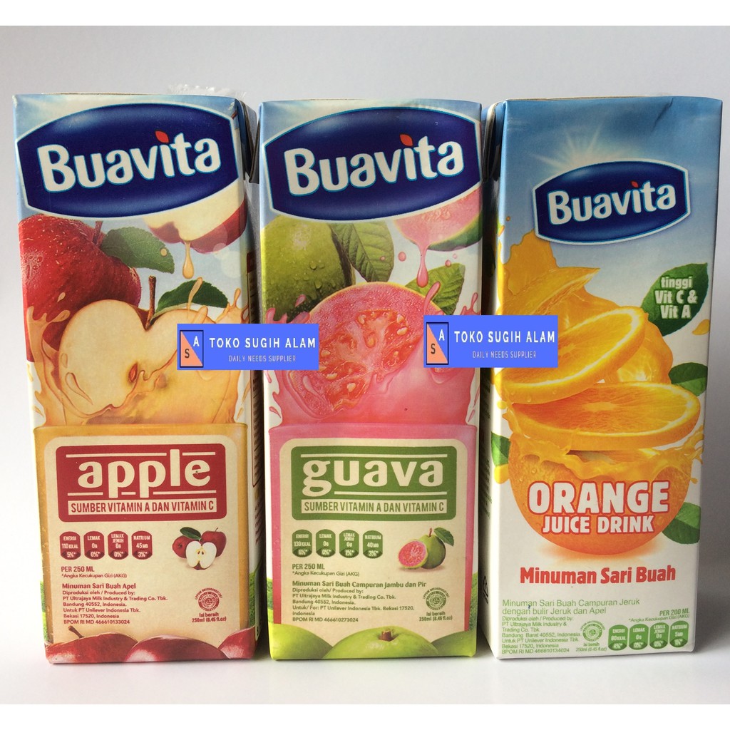 Jual BUAVITA APPLE, MANGO, GUAVA, ORANGE, LECI 250ML MINUMAN | Shopee ...