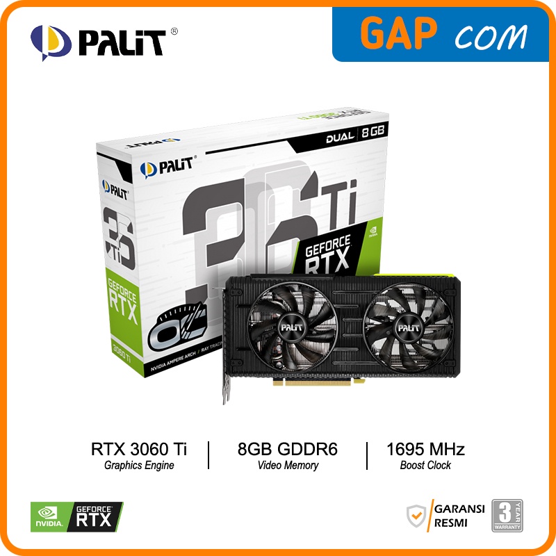 Jual VGA Palit GeForce RTX 3060 Ti Dual OC V1 8GB GDDR6 RGB - VGA ...