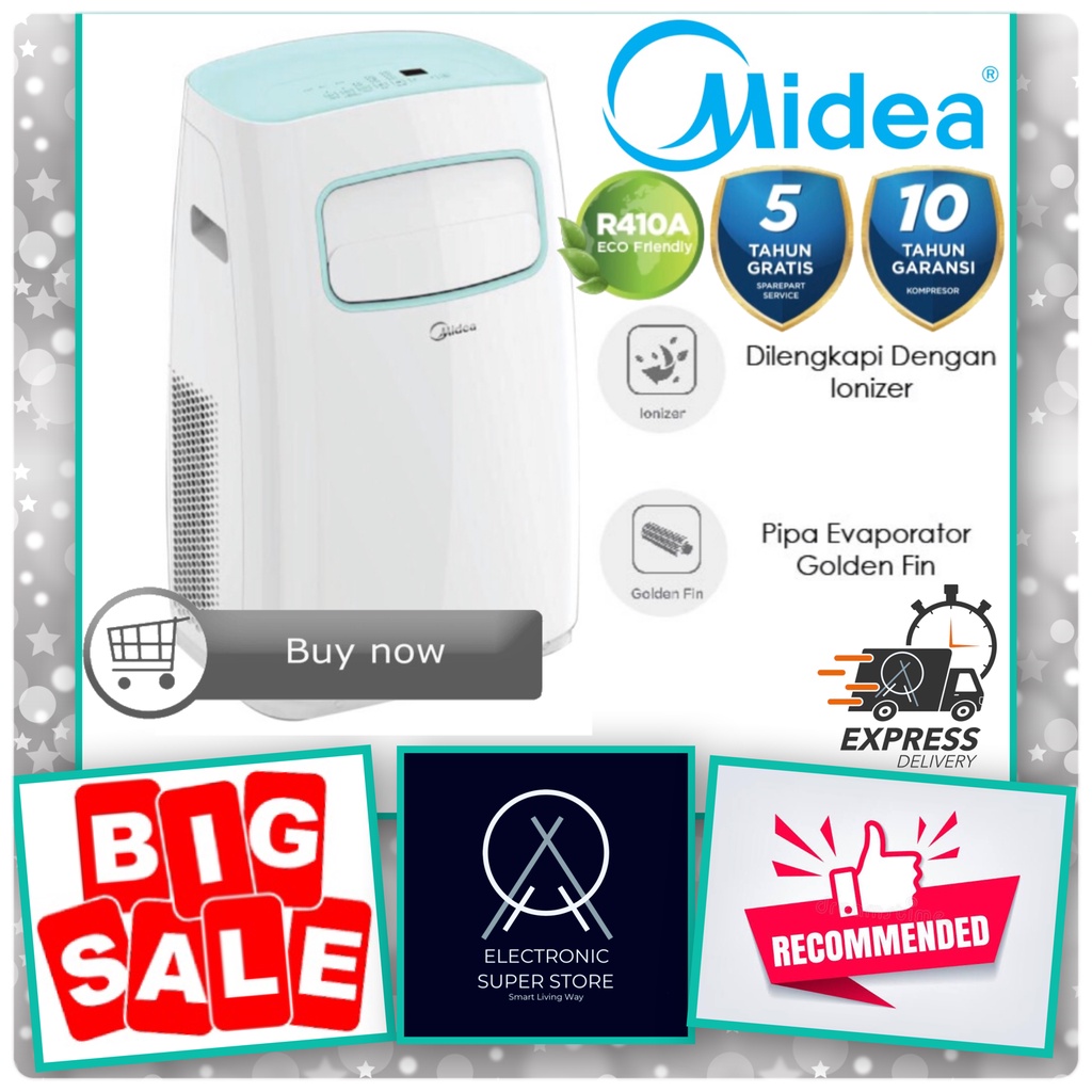 Jual AC PORTABLE MIDEA 1.5 PK MPF2-12CRN1 FAST COOLING EXTRA IONIZER ...