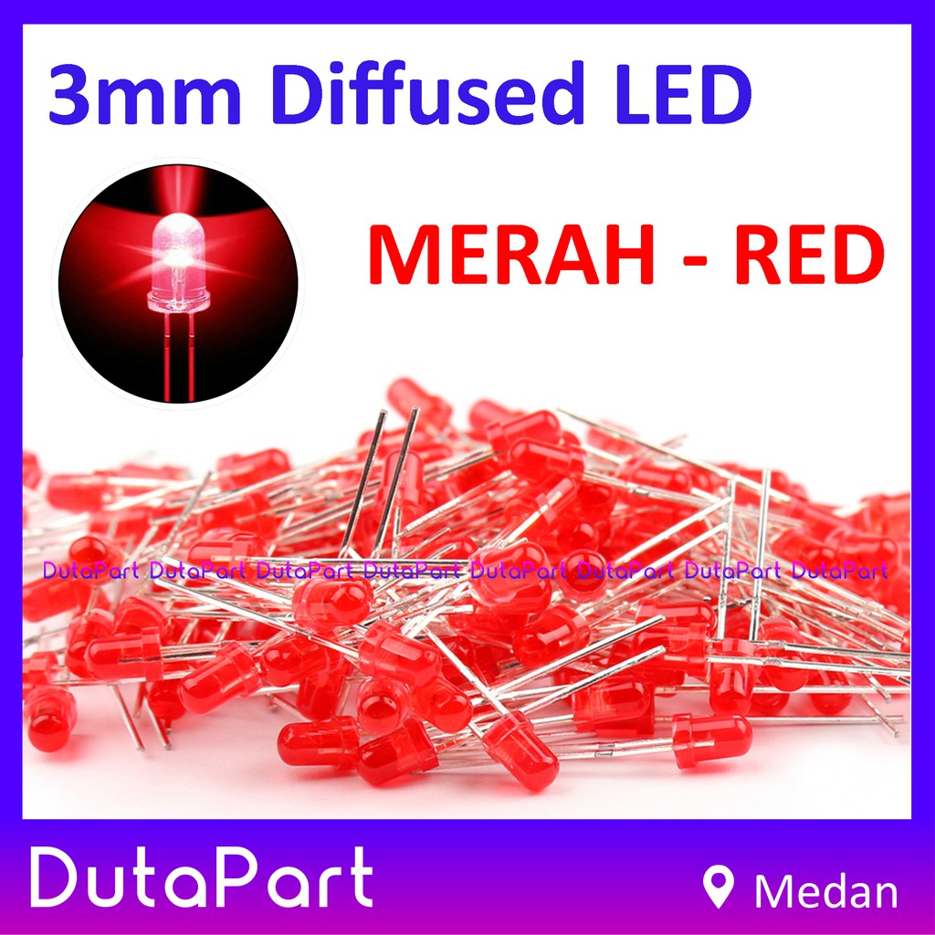 Jual LED 3mm MERAH RED Diffused F3 LED Dioda KUALITAS BAGUS | Shopee ...