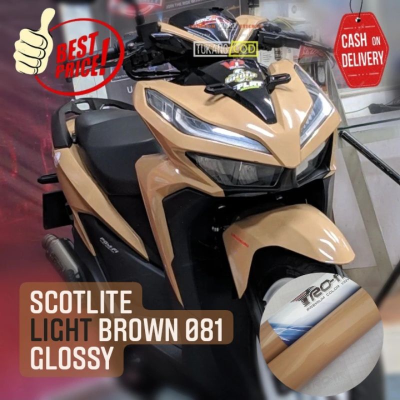 Jual Sticker Scotlite Coklat Muda Glossy Skotlet Motor Light Brown