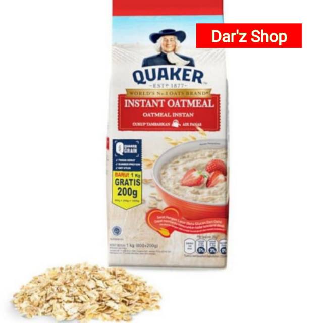 Jual QUAKER OATMEAL 800 + 200 GR [1KG] | Shopee Indonesia