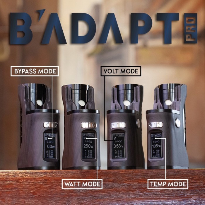 Jual B’adapt Pro Hippovape 100W SBS Box Mod Full Dark Wood Side By Side ...