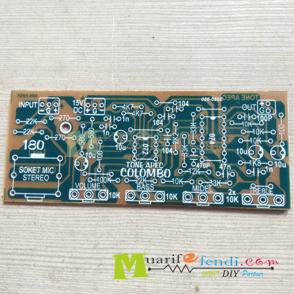 Jual PCB Tone Control MONO APEX Input Balance 180M 3way Soket TOA