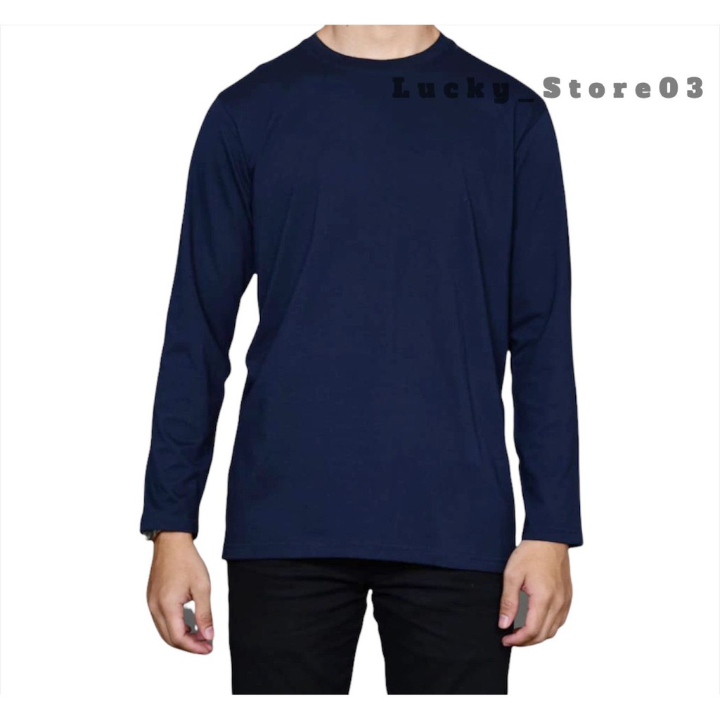 Jual Kaos Navy Lengan Panjang / Kaos Tangan Panjang Biru Dongker
